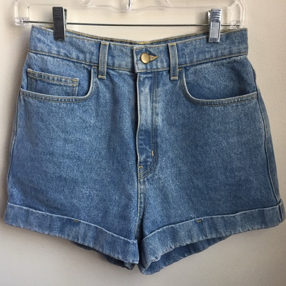 American Apparel High Waisted Denim Shorts - Picture 2 of 8